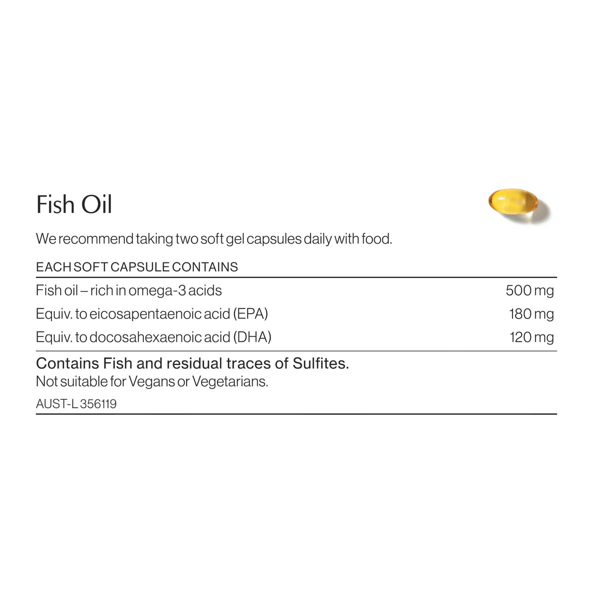 Fish Oil ingredients and nutritional information label