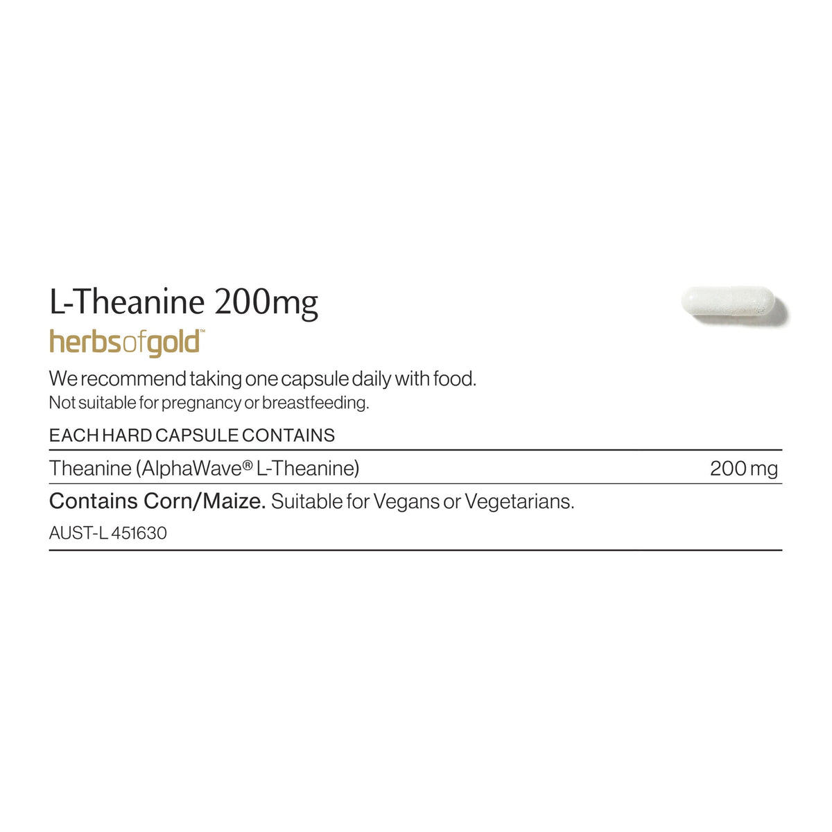 L-Theanine ingredients and nutritional information label